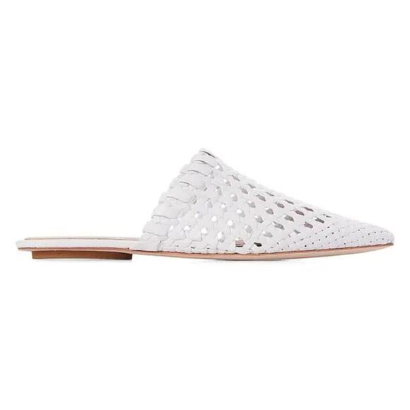 Paige Alana Woven Leather Mules - White size 7.5 - Picture 2 of 6